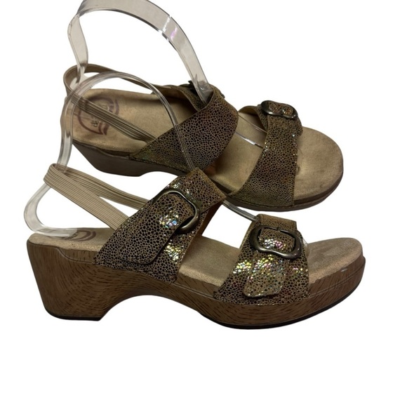 Dansko Sonnet Metallic and Tan Sandals Gold sandals womens size 39 - Picture 4 of 8
